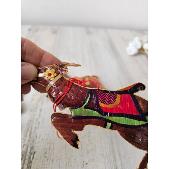 Vintage wooden rabbit deer goat pig ornament bamboo bunny unique axis tree - Picture 8 of 13